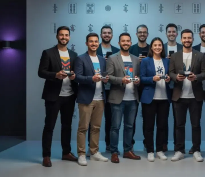 Magyar Mahjong Match Spirit fejlesztői csapat fotója a stúdióban